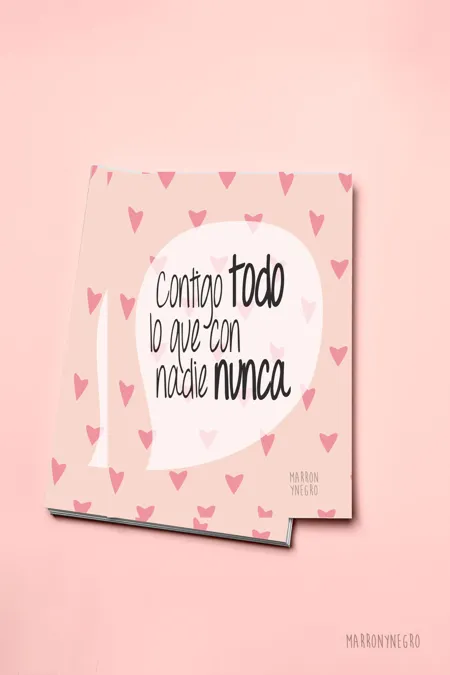 Producto: Postal Contigo todo lo que con nadie nunca - Marronynegro