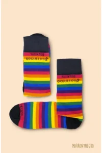 Producto: Calcetines Orgullo LGTBI+ 100×100 Orgulloso - Marronynegro