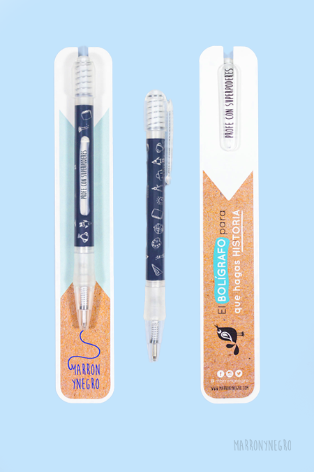 Bolígrafo de regalo original para profesores Profe con Superpoderes transparente tinta azul