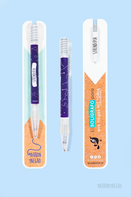 Bolígrafo de regalo con mensaje inspirador Serendipia transparente tinta azul