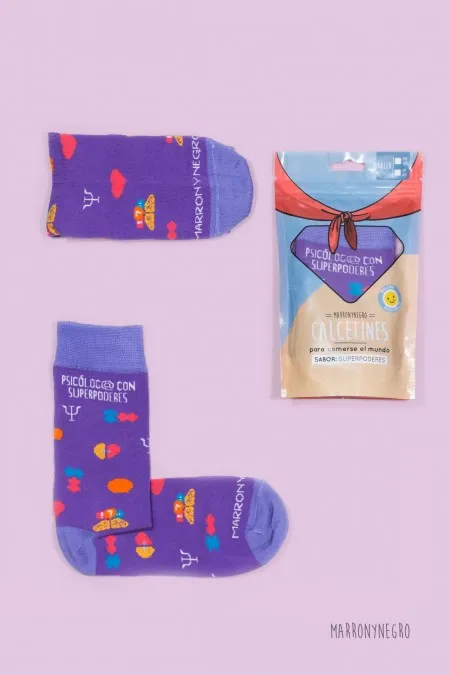 Producto: Calcetines Psicólog@ con superpoderes - Marronynegro