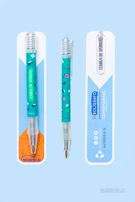 Bolígrafo de regalo especial para celadores Celador con Superpoderes transparente tinta azul