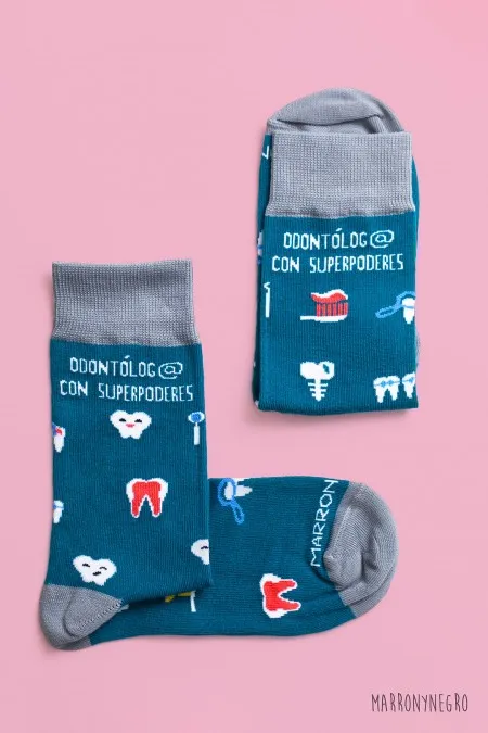 Producto: Calcetines Odontólog@ con superpoderes - Marronynegro