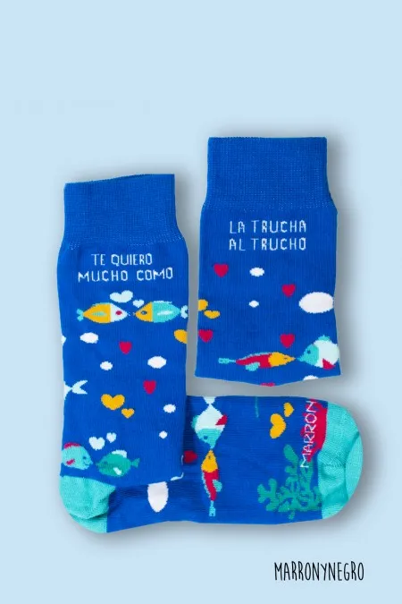 Producto: Calcetines Te quiero mucho como la trucha al trucho - Marronynegro