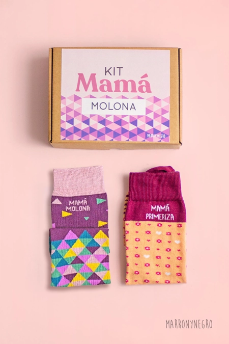 Producto: Pack 2 calcetines Mamá Molona + Mamá Primeriza - Marronynegro