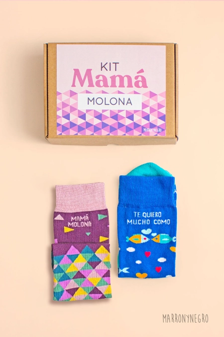 Producto: Pack 2 calcetines Mamá Molona + Te quiero mucho - Marronynegro
