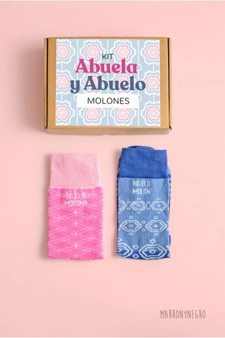 Producto: Pack 2 calcetines Abuela molona + Abuelo molón - Marronynegro