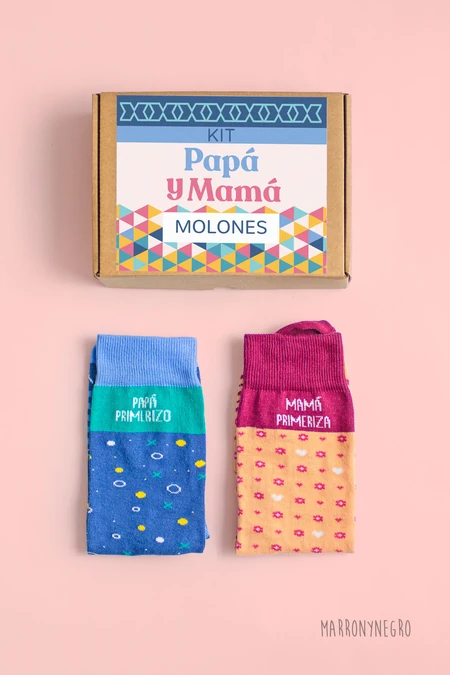 Producto: Pack 2 calcetines Mamá Primeriza + Papá Primerizo - Marronynegro
