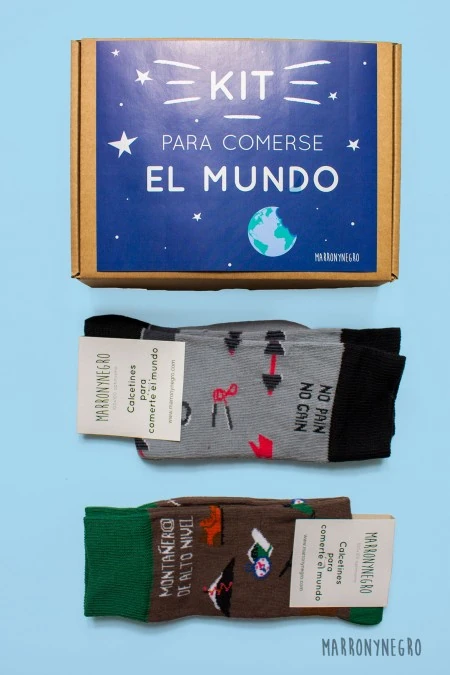 Producto: Pack 2 calcetines No pain no gain + Montañer@ de alto nivel - Marronynegro
