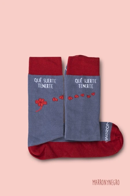 Producto: Calcetines «Que suerte tenerte» - Marronynegro