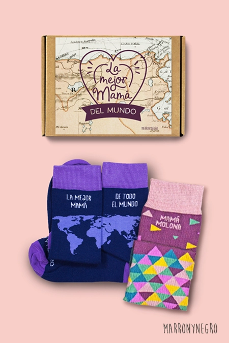 Producto: Combo Calcetines Mamá eres la mejor del mundo - Marronynegro