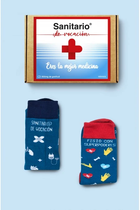 Producto: Pack Combo Calcetines Sanitario de vocación + Fisio con superpoderes - Marronynegro