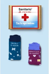 Producto: Pack Combo Calcetines Sanitario de vocación + Higienista Dental con superpoderes - Marronynegro