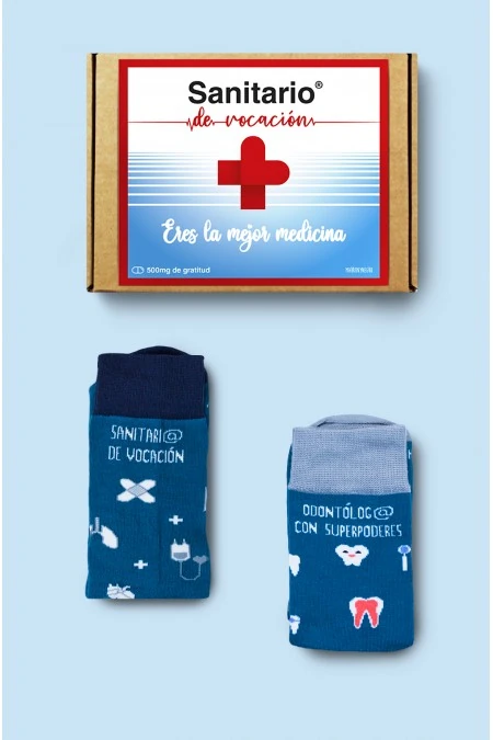 Producto: Pack Combo Calcetines Sanitario de vocación + Odontólog@ con superpoderes - Marronynegro