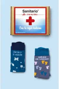 Producto: Pack Combo Calcetines Sanitario de vocación + Podólog@ con superpoderes - Marronynegro