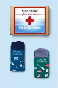 Producto: Pack Combo Calcetines Sanitario de vocación + TCAE con superpoderes - Marronynegro