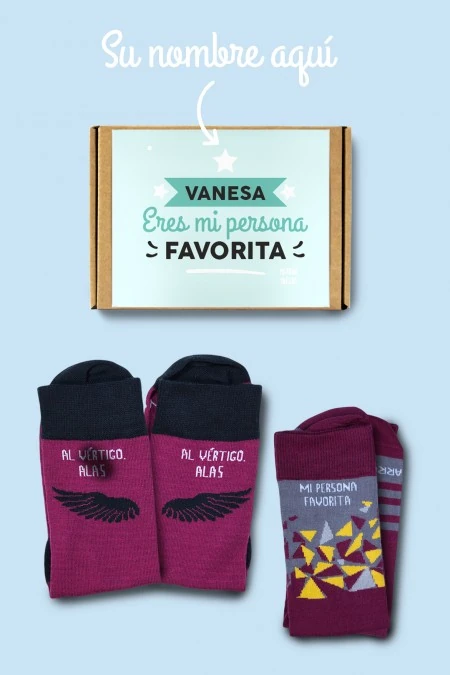 Producto: Pack Combo Calcetines Mi persona favorita + Al vértigo alas - Marronynegro