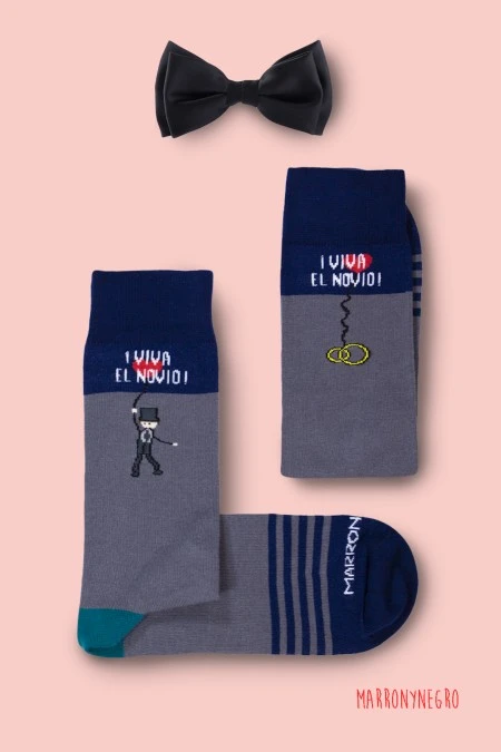Producto: Calcetines «¡Viva el Novio!» - Marronynegro