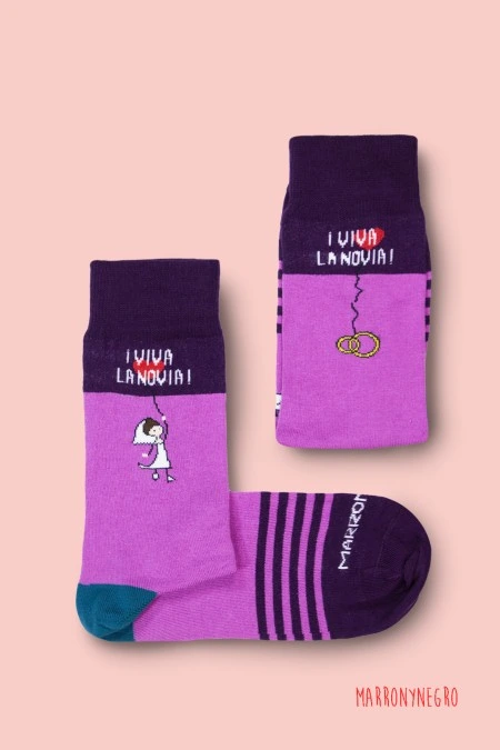 Producto: Calcetines «¡Viva la Novia!» - Marronynegro