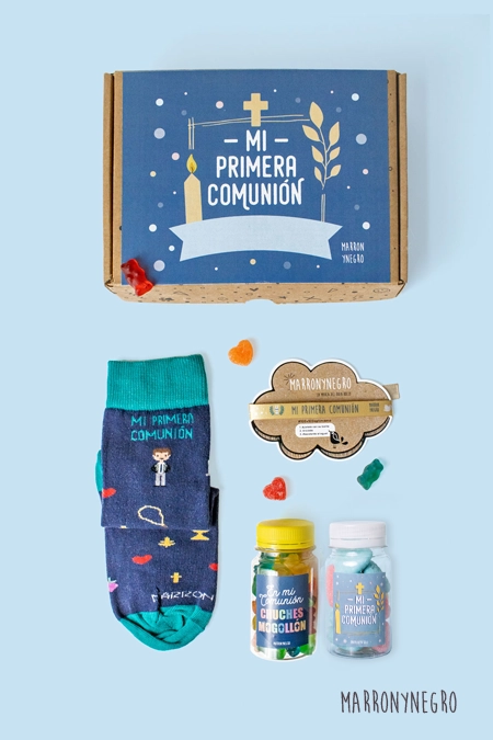 Producto: Pack Personalizado Mi Primera Comunión Azul - Marronynegro