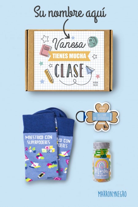 Producto: Pack personalizado Maestra tienes mucha clase - Marronynegro