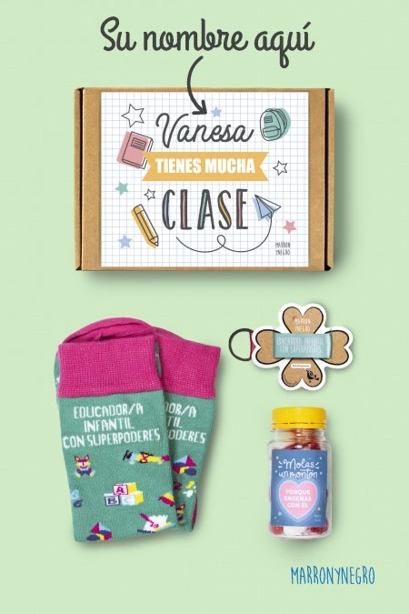 Producto: Pack personalizado Educadora Infantil tienes mucha clase - Marronynegro