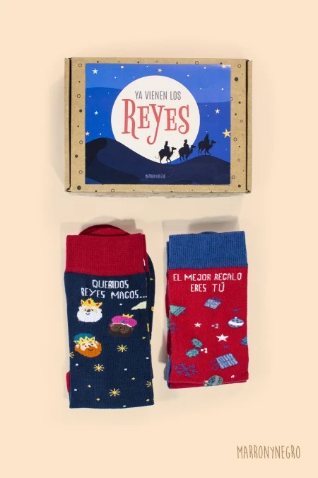 Producto: Pack Combo Calcetines «El mejor regalo eres tú» + Reyes Magos - Marronynegro