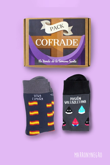 Producto: Pack Combo Calcetines Pasión Vallisoletana + 100×100 Español - Marronynegro