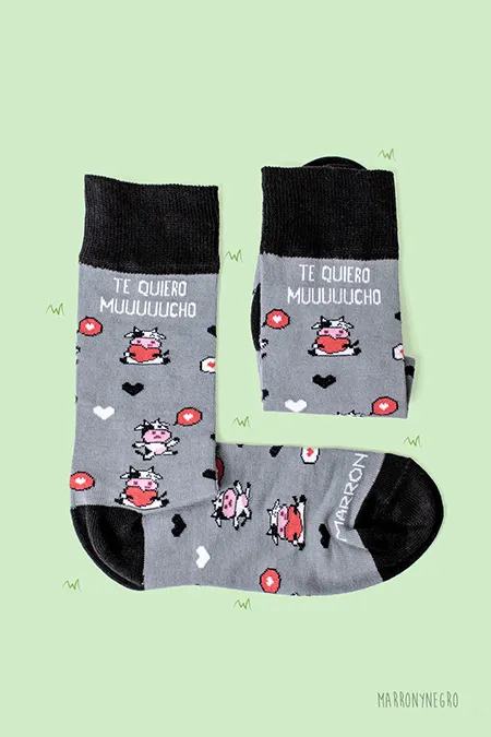 Producto: Calcetines Te Quiero Muuuucho - Marronynegro