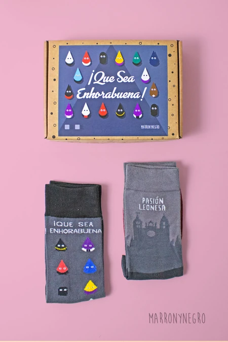 Producto: Pack Combo Calcetines Pasión Leonesa + Que Sea Enhorabuena - Marronynegro