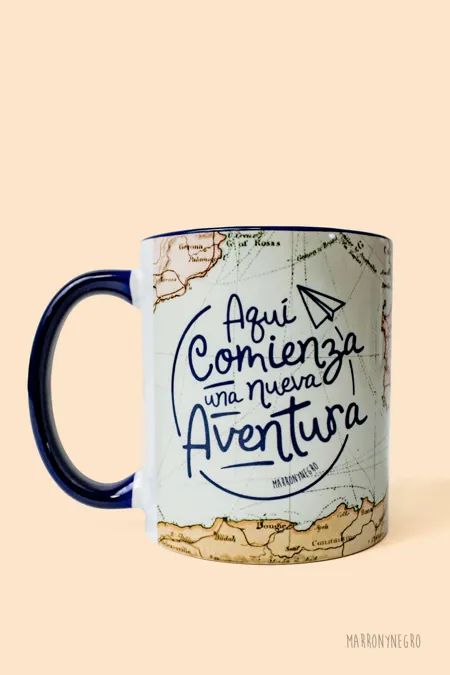 Producto: Taza Aquí comienza una nueva aventura - Marronynegro
