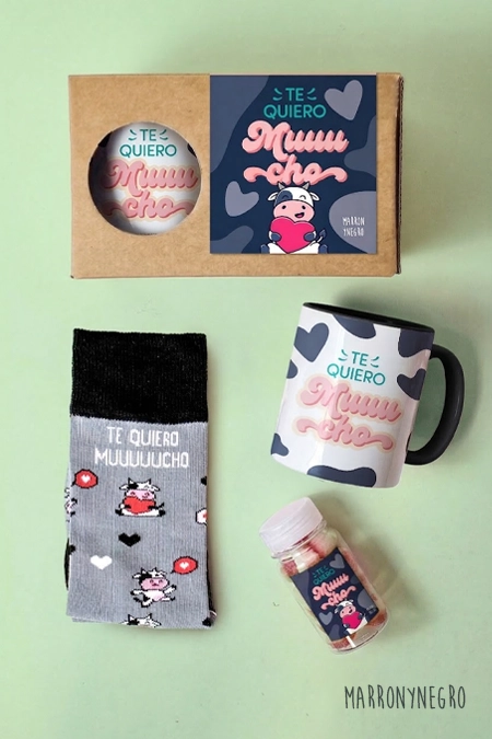 Producto: Pack Taza Te Quiero Muuucho - Marronynegro