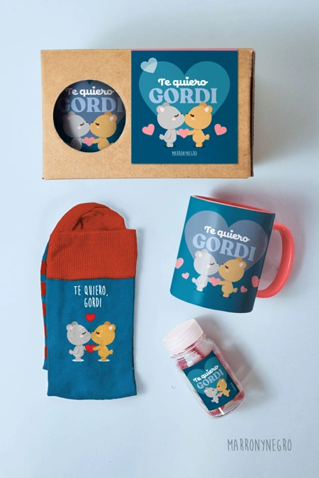 Producto: Pack Taza Te Quiero Gordi - Marronynegro