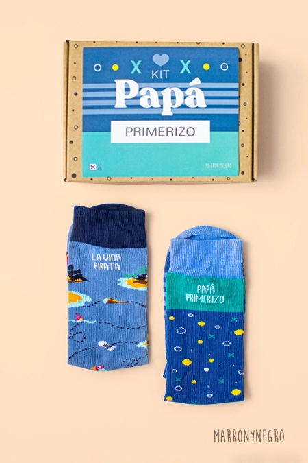 Producto: Pack 2 calcetines Papá Primerizo + La Vida Pirata - Marronynegro