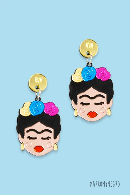 Producto: Pendientes Metacrilato Frida - Marronynegro