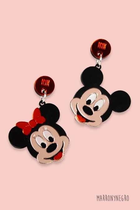 Producto: Pendientes Metacrilato Mickey y Minnie - Marronynegro