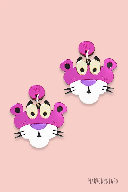 Producto: Pendientes Metacrilato La Pantera Rosa - Marronynegro
