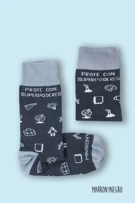 Producto: Calcetines Profe con Superpoderes - Marronynegro