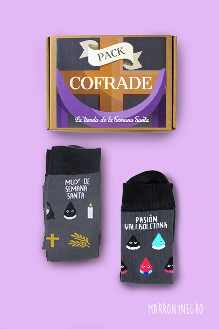 Producto: Pack Combo Calcetines Pasión Vallisoletana + Vida de Pasión - Marronynegro