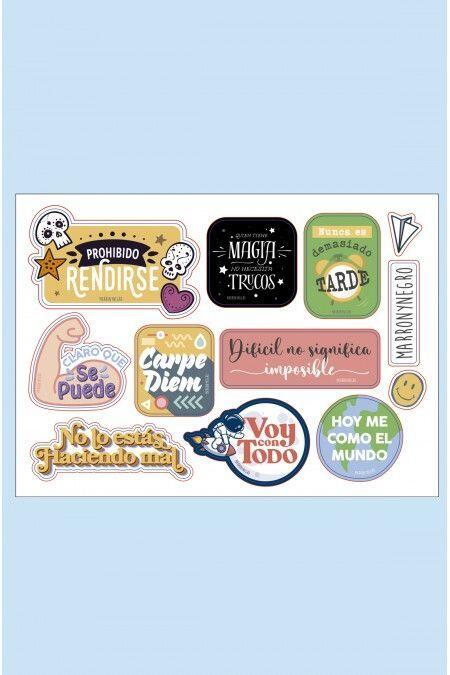 Producto: Pegatinas Mensajes optimistas- A6 - Marronynegro