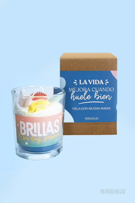 Vela de regalo con mensaje positivo Brillas Con Luz Propia hecha a mano natural