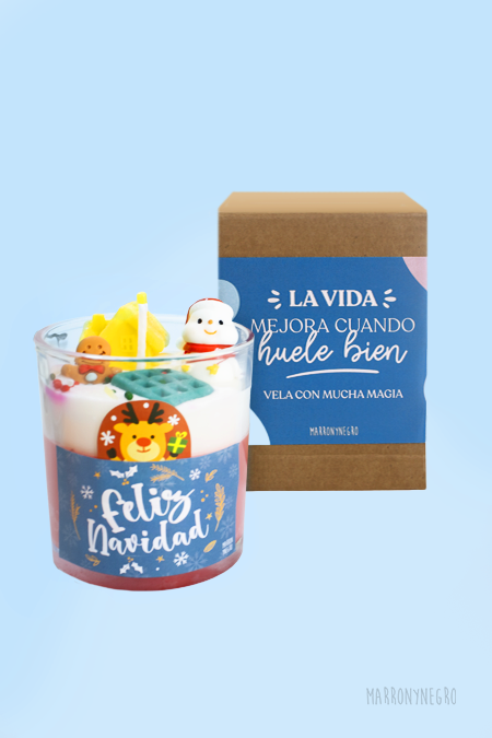 Vela de regalo con mensaje navideño Feliz Navidad hecha a mano natural