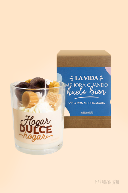 Vela de regalo con mensaje acogedor Hogar Dulce Hogar hecha a mano natural