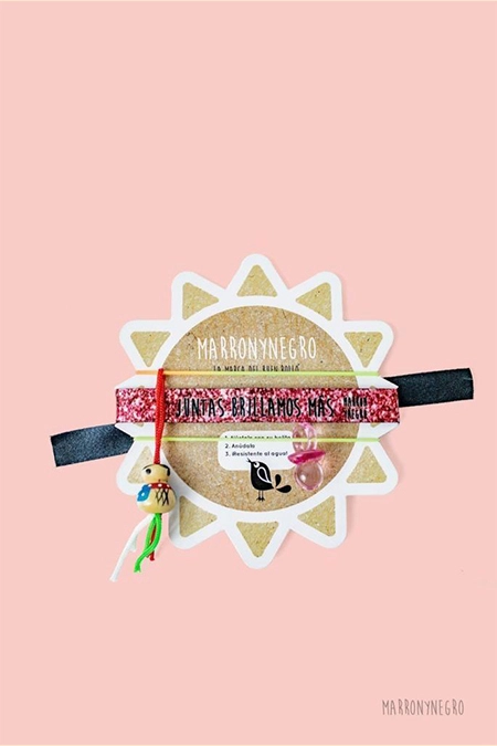 Producto: Pack 3 Pulseras de verano de la suerte Juntas Brillamos más - Marronynegro