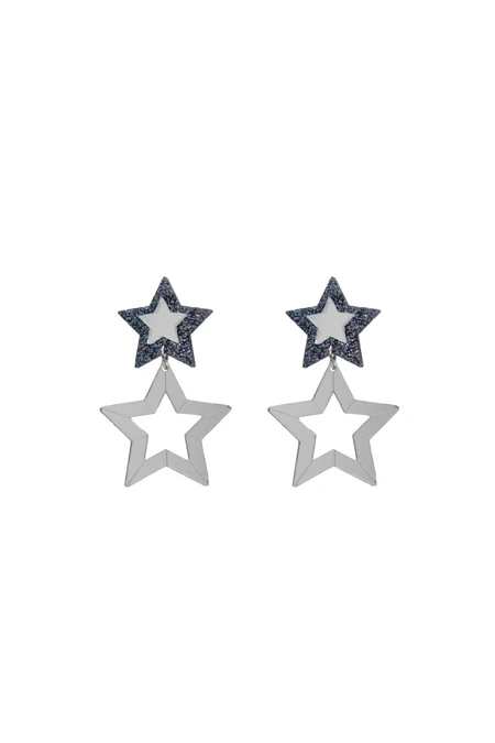 Producto: Pendientes Doble Estrella Plata - Marronynegro