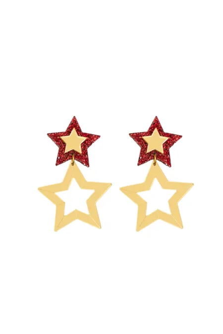 Producto: Pendientes Doble Estrella Dorada - Marronynegro