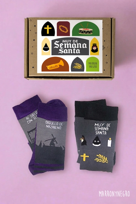 Producto: Pack Combo Calcetines Muy de Semana Santa + Orgullo Nazareno - Marronynegro