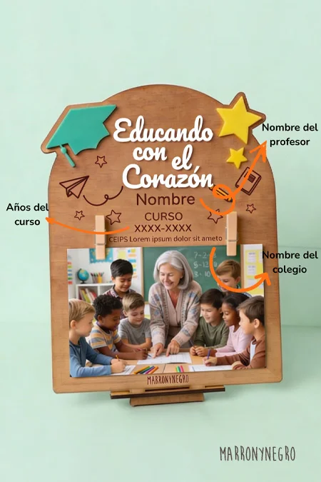 Producto: Portafotos Educando con el Corazón | Personalizado - Marronynegro