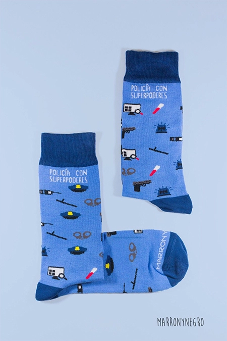 Producto: Calcetines Policía con superpoderes - Marronynegro