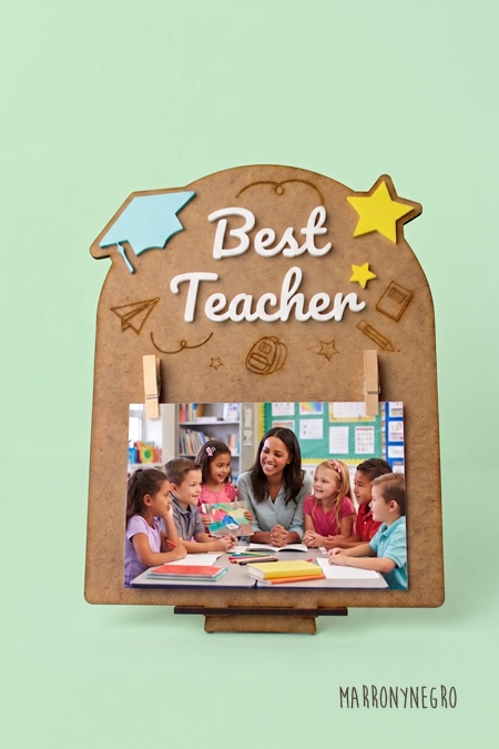 Producto: Portafotos Best Teacher - Marronynegro
